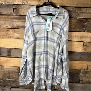 Flag & Anthem Leetonia Pucker LS Boyfriend Shirt, Mint, Large